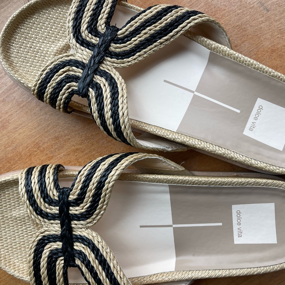 Dolce Vita Beige and Black Braided Slide Mules - Picture 5 of 5